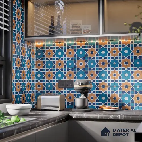 Subway Moroccan Wall & Floor Tile TL 05247 Silcite Deep Sea Ocean 8 x 8 inch Vitrified Matte Finish - 8 mm | 8 Random Faces | Suitable for Accent / Feature Walls, Bathroom, Kitchen Wall & Backsplashes | Please Expect a Slight Variation of Pattern