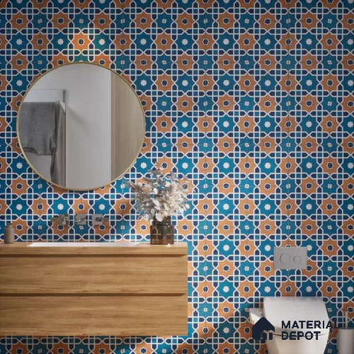 Subway Moroccan Wall & Floor Tile TL 05247 Silcite Deep Sea Ocean 8 x 8 inch Vitrified Matte Finish - 8 mm | 8 Random Faces | Suitable for Accent / Feature Walls, Bathroom, Kitchen Wall & Backsplashes | Please Expect a Slight Variation of Pattern