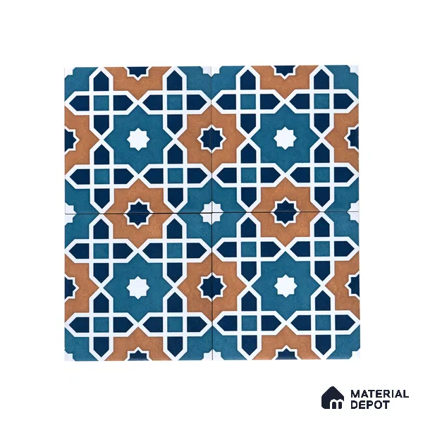 Subway Moroccan Wall & Floor Tile TL 05247 Silcite Deep Sea Ocean 8 x 8 inch Vitrified Matte Finish - 8 mm | 8 Random Faces | Suitable for Accent / Feature Walls, Bathroom, Kitchen Wall & Backsplashes | Please Expect a Slight Variation of Pattern (Sample)