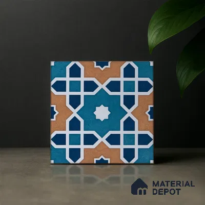 Subway Moroccan Wall & Floor Tile TL 05247 Silcite Deep Sea Ocean 8 x 8 inch Vitrified Matte Finish - 8 mm | 8 Random Faces | Suitable for Accent / Feature Walls, Bathroom, Kitchen Wall & Backsplashes | Please Expect a Slight Variation of Pattern (Sample)