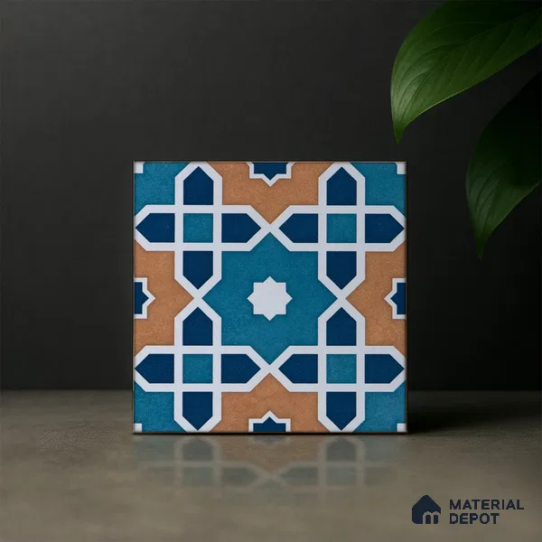 Subway Moroccan Wall & Floor Tile TL 05247 Silcite Deep Sea Ocean 8 x 8 inch Vitrified Matte Finish - 8 mm | 8 Random Faces | Suitable for Accent / Feature Walls, Bathroom, Kitchen Wall & Backsplashes | Please Expect a Slight Variation of Pattern (Sample)