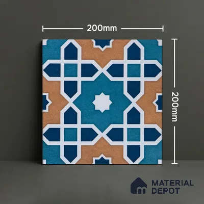 Subway Moroccan Wall & Floor Tile TL 05247 Silcite Deep Sea Ocean 8 x 8 inch Vitrified Matte Finish - 8 mm | 8 Random Faces | Suitable for Accent / Feature Walls, Bathroom, Kitchen Wall & Backsplashes | Please Expect a Slight Variation of Pattern (Sample)