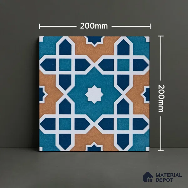 Subway Moroccan Wall & Floor Tile TL 05247 Silcite Deep Sea Ocean 8 x 8 inch Vitrified Matte Finish - 8 mm | 8 Random Faces | Suitable for Accent / Feature Walls, Bathroom, Kitchen Wall & Backsplashes | Please Expect a Slight Variation of Pattern (Sample)