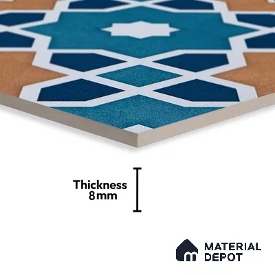 Subway Moroccan Wall & Floor Tile TL 05247 Silcite Deep Sea Ocean 8 x 8 inch Vitrified Matte Finish - 8 mm | 8 Random Faces | Suitable for Accent / Feature Walls, Bathroom, Kitchen Wall & Backsplashes | Please Expect a Slight Variation of Pattern (Sample)