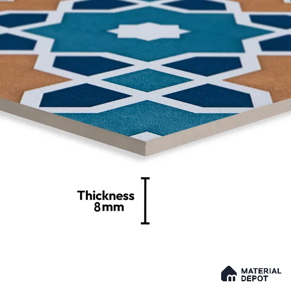 Subway Moroccan Wall & Floor Tile TL 05247 Silcite Deep Sea Ocean 8 x 8 inch Vitrified Matte Finish - 8 mm | 8 Random Faces | Suitable for Accent / Feature Walls, Bathroom, Kitchen Wall & Backsplashes | Please Expect a Slight Variation of Pattern (Sample)