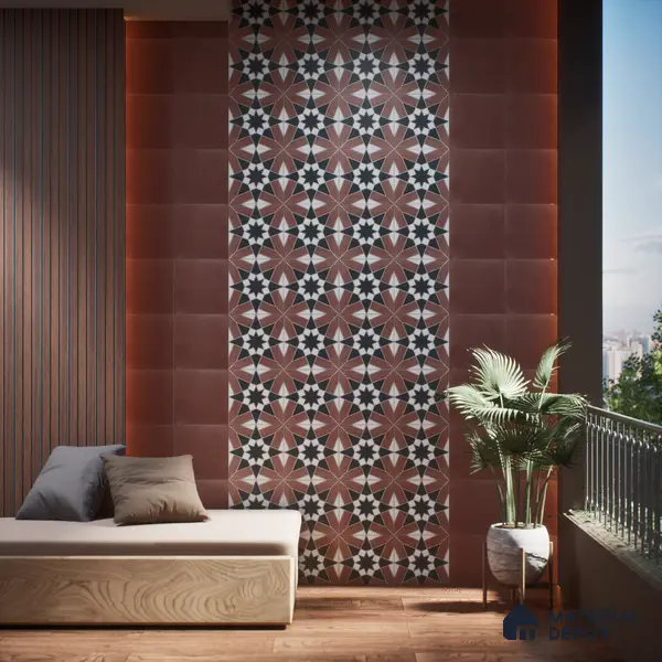 Subway Moroccan Wall & Floor Tile TL 05262 C Solana Terracotta Rust Decor 8 x 8 inch Vitrified Matte Finish - 8 mm | Suitable for Accent / Feature Walls, Bathroom, Kitchen Wall & Backsplashes | Please Expect a Slight Variation of Pattern