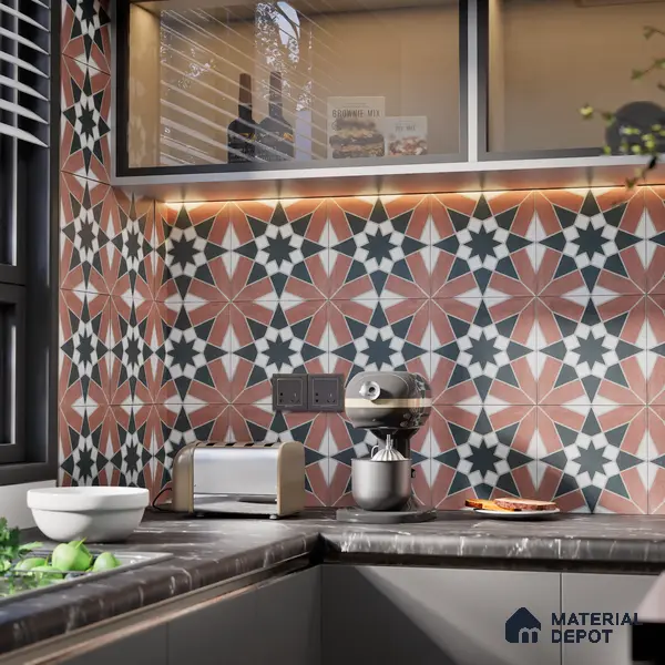 Subway Moroccan Wall & Floor Tile TL 05262 C Solana Terracotta Rust Decor 8 x 8 inch Vitrified Matte Finish - 8 mm | Suitable for Accent / Feature Walls, Bathroom, Kitchen Wall & Backsplashes | Please Expect a Slight Variation of Pattern