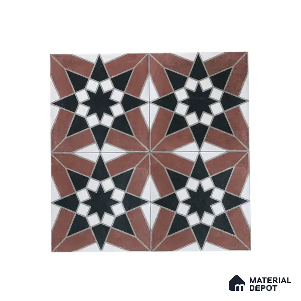 Subway Moroccan Wall & Floor Tile TL 05262 C Solana Terracotta Rust Decor 8 x 8 inch Vitrified Matte Finish - 8 mm | Suitable for Accent / Feature Walls, Bathroom, Kitchen Wall & Backsplashes | Please Expect a Slight Variation of Pattern