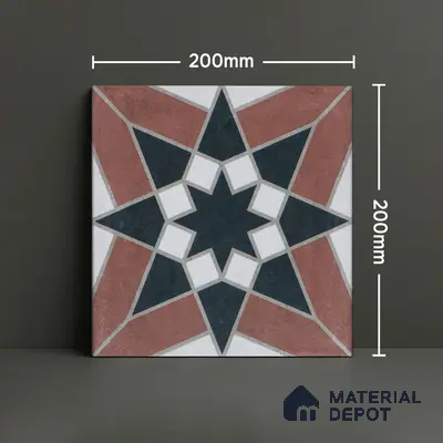 Subway Moroccan Wall & Floor Tile TL 05262 C Solana Terracotta Rust Decor 8 x 8 inch Vitrified Matte Finish - 8 mm | Suitable for Accent / Feature Walls, Bathroom, Kitchen Wall & Backsplashes | Please Expect a Slight Variation of Pattern