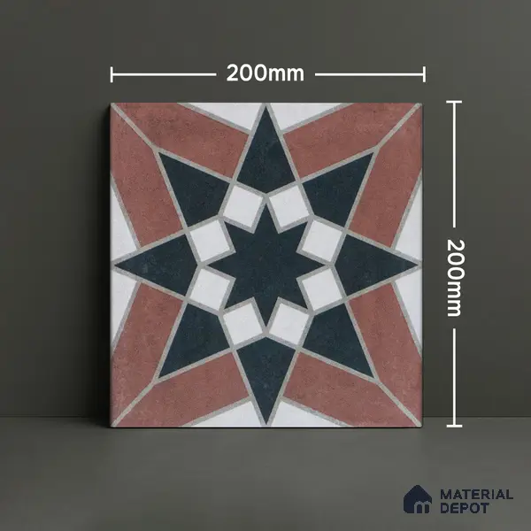 Subway Moroccan Wall & Floor Tile TL 05262 C Solana Terracotta Rust Decor 8 x 8 inch Vitrified Matte Finish - 8 mm | Suitable for Accent / Feature Walls, Bathroom, Kitchen Wall & Backsplashes | Please Expect a Slight Variation of Pattern