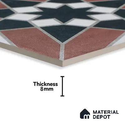 Subway Moroccan Wall & Floor Tile TL 05262 C Solana Terracotta Rust Decor 8 x 8 inch Vitrified Matte Finish - 8 mm | Suitable for Accent / Feature Walls, Bathroom, Kitchen Wall & Backsplashes | Please Expect a Slight Variation of Pattern