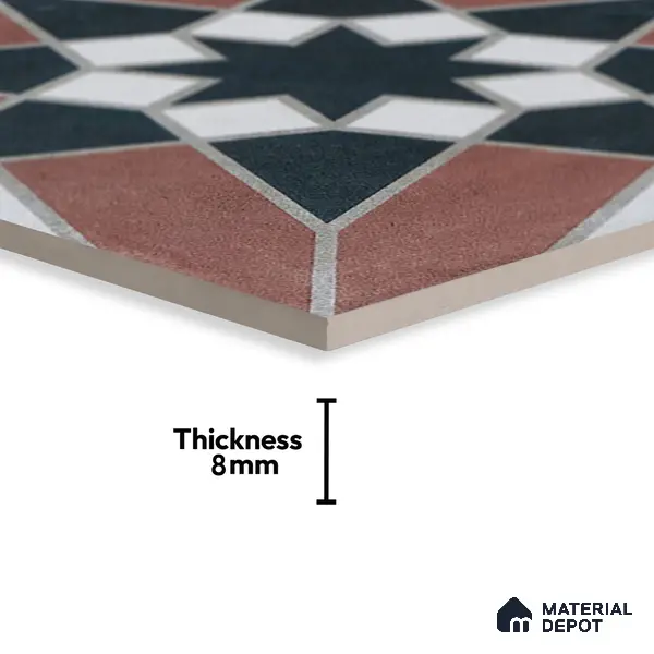 Subway Moroccan Wall & Floor Tile TL 05262 C Solana Terracotta Rust Decor 8 x 8 inch Vitrified Matte Finish - 8 mm | Suitable for Accent / Feature Walls, Bathroom, Kitchen Wall & Backsplashes | Please Expect a Slight Variation of Pattern