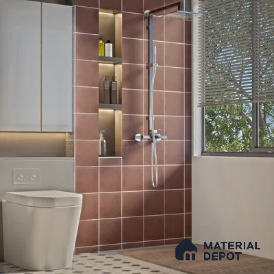 Subway Wall & Floor Tile TL 05262 D Solana Base 1 Terracotta Rust 8 x 8 inch Vitrified Matte Finish - 8 mm | Suitable for Accent / Feature Walls, Bathroom, Kitchen Wall & Backsplashes | Please Expect a Slight Variation of Pattern (Sample)