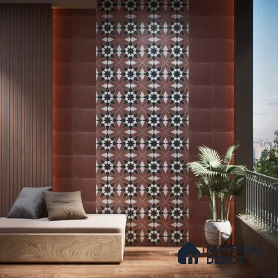 Subway Wall & Floor Tile TL 05262 D Solana Base 1 Terracotta Rust 8 x 8 inch Vitrified Matte Finish - 8 mm | Suitable for Accent / Feature Walls, Bathroom, Kitchen Wall & Backsplashes | Please Expect a Slight Variation of Pattern (Sample)