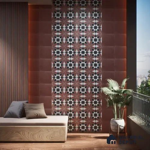 Subway Wall & Floor Tile TL 05262 D Solana Base 1 Terracotta Rust 8 x 8 inch Vitrified Matte Finish - 8 mm | Suitable for Accent / Feature Walls, Bathroom, Kitchen Wall & Backsplashes | Please Expect a Slight Variation of Pattern