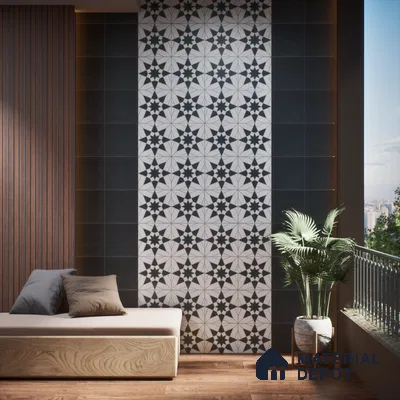 Subway Moroccan Wall & Floor Tile TL 05262 G Solana Bianco Black Decor 8 x 8 inch Vitrified Matte Finish - 8 mm | Suitable for Accent / Feature Walls, Bathroom, Kitchen Wall & Backsplashes | Please Expect a Slight Variation of Pattern