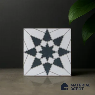 Subway Moroccan Wall & Floor Tile TL 05262 G Solana Bianco Black Decor 8 x 8 inch Vitrified Matte Finish - 8 mm | Suitable for Accent / Feature Walls, Bathroom, Kitchen Wall & Backsplashes | Please Expect a Slight Variation of Pattern