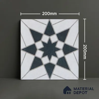 Subway Moroccan Wall & Floor Tile TL 05262 G Solana Bianco Black Decor 8 x 8 inch Vitrified Matte Finish - 8 mm | Suitable for Accent / Feature Walls, Bathroom, Kitchen Wall & Backsplashes | Please Expect a Slight Variation of Pattern