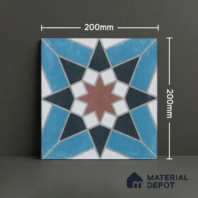 Subway Moroccan Wall & Floor Tile TL 05262 Solana Nyra Naturale Decor 8 x 8 inch Vitrified Matte Finish - 8 mm | Suitable for Accent / Feature Walls, Bathroom, Kitchen Wall & Backsplashes | Please Expect a Slight Variation of Pattern