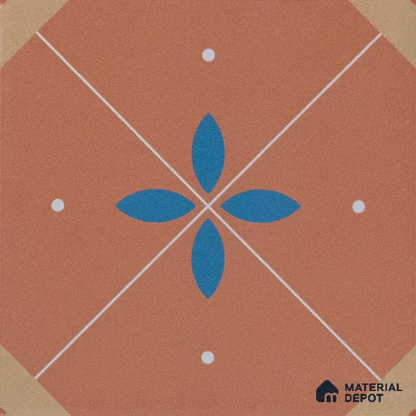 Subway Moroccan Wall & Floor Tile TL 05265 Terra Blossoms 8 x 8 inch Vitrified Matte Finish - 8 mm | Suitable for Accent / Feature Walls, Bathroom, Kitchen Wall & Backsplashes | Please Expect a Slight Variation of Pattern (Sample)