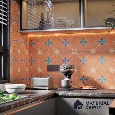 Subway Moroccan Wall & Floor Tile TL 05265 Terra Blossoms 8 x 8 inch Vitrified Matte Finish - 8 mm | Suitable for Accent / Feature Walls, Bathroom, Kitchen Wall & Backsplashes | Please Expect a Slight Variation of Pattern (Sample)