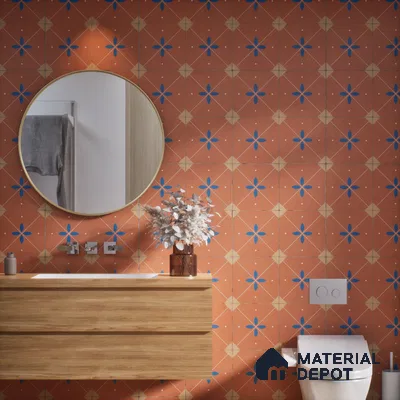 Subway Moroccan Wall & Floor Tile TL 05265 Terra Blossoms 8 x 8 inch Vitrified Matte Finish - 8 mm | Suitable for Accent / Feature Walls, Bathroom, Kitchen Wall & Backsplashes | Please Expect a Slight Variation of Pattern (Sample)