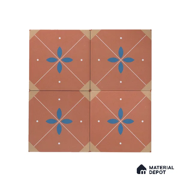 Subway Moroccan Wall & Floor Tile TL 05265 Terra Blossoms 8 x 8 inch Vitrified Matte Finish - 8 mm | Suitable for Accent / Feature Walls, Bathroom, Kitchen Wall & Backsplashes | Please Expect a Slight Variation of Pattern (Sample)