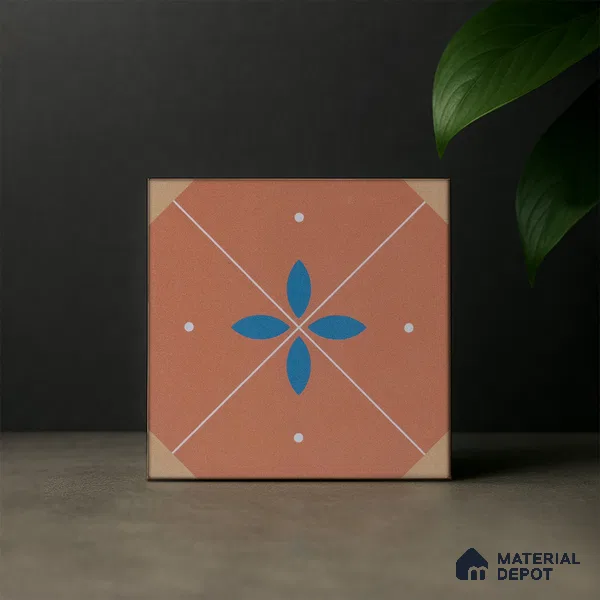 Subway Moroccan Wall & Floor Tile TL 05265 Terra Blossoms 8 x 8 inch Vitrified Matte Finish - 8 mm | Suitable for Accent / Feature Walls, Bathroom, Kitchen Wall & Backsplashes | Please Expect a Slight Variation of Pattern (Sample)