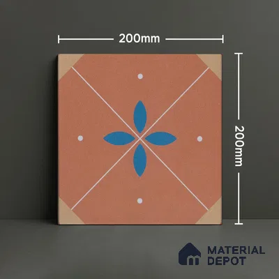 Subway Moroccan Wall & Floor Tile TL 05265 Terra Blossoms 8 x 8 inch Vitrified Matte Finish - 8 mm | Suitable for Accent / Feature Walls, Bathroom, Kitchen Wall & Backsplashes | Please Expect a Slight Variation of Pattern (Sample)