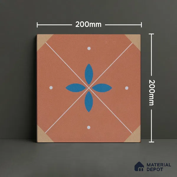 Subway Moroccan Wall & Floor Tile TL 05265 Terra Blossoms 8 x 8 inch Vitrified Matte Finish - 8 mm | Suitable for Accent / Feature Walls, Bathroom, Kitchen Wall & Backsplashes | Please Expect a Slight Variation of Pattern (Sample)