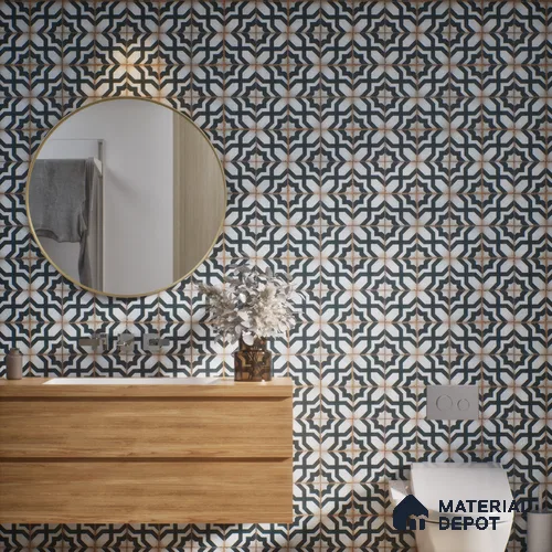 Subway Moroccan Wall & Floor Tile TL 05243 C Tropea Ornate Azul 8 x 8 inch Vitrified Matte Finish - 8 mm | 8 Random Faces | Suitable for Accent / Feature Walls, Bathroom, Kitchen Wall & Backsplashes | Please Expect a Slight Variation of Pattern