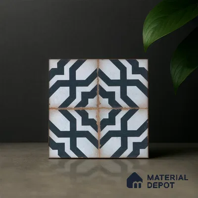 Subway Moroccan Wall & Floor Tile TL 05243 C Tropea Ornate Azul 8 x 8 inch Vitrified Matte Finish - 8 mm | 8 Random Faces | Suitable for Accent / Feature Walls, Bathroom, Kitchen Wall & Backsplashes | Please Expect a Slight Variation of Pattern (Sample)