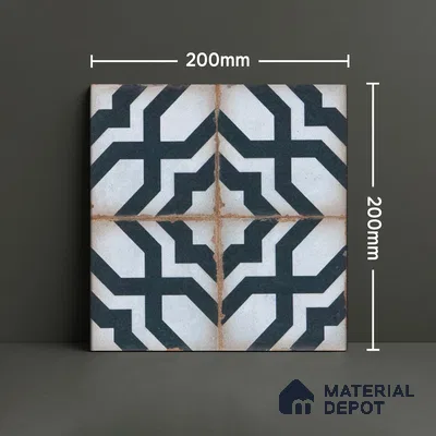 Subway Moroccan Wall & Floor Tile TL 05243 C Tropea Ornate Azul 8 x 8 inch Vitrified Matte Finish - 8 mm | 8 Random Faces | Suitable for Accent / Feature Walls, Bathroom, Kitchen Wall & Backsplashes | Please Expect a Slight Variation of Pattern (Sample)