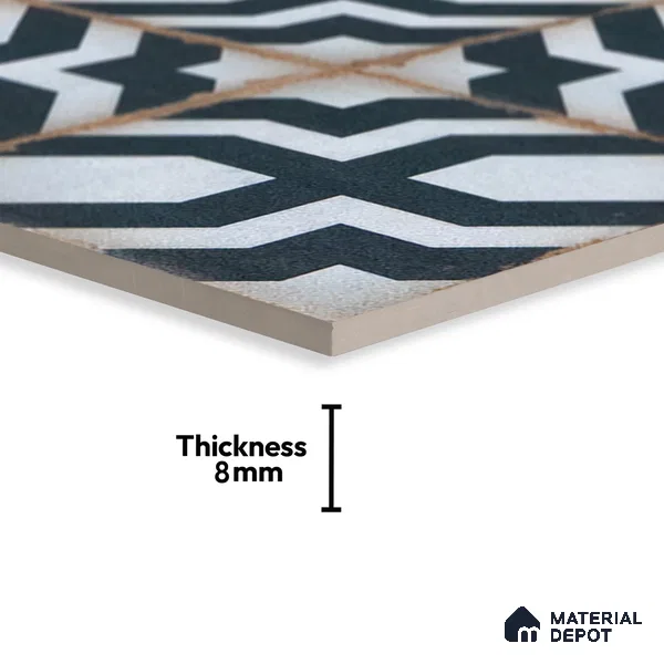 Subway Moroccan Wall & Floor Tile TL 05243 C Tropea Ornate Azul 8 x 8 inch Vitrified Matte Finish - 8 mm | 8 Random Faces | Suitable for Accent / Feature Walls, Bathroom, Kitchen Wall & Backsplashes | Please Expect a Slight Variation of Pattern (Sample)