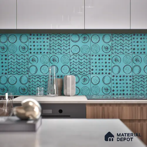 Subway Moroccan Wall & Floor Tile TL 05245 B Zahara El Circulo Green 8 x 8 inch Vitrified Matte Finish - 8 mm | 8 Random Faces | Suitable for Accent / Feature Walls, Bathroom, Kitchen Wall & Backsplashes | Please Expect a Slight Variation of Pattern