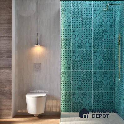 Subway Moroccan Wall & Floor Tile TL 05245 B Zahara El Circulo Green 8 x 8 inch Vitrified Matte Finish - 8 mm | 8 Random Faces | Suitable for Accent / Feature Walls, Bathroom, Kitchen Wall & Backsplashes | Please Expect a Slight Variation of Pattern (Sample)