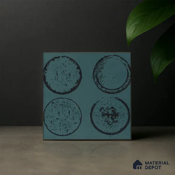 Subway Moroccan Wall & Floor Tile TL 05245 B Zahara El Circulo Green 8 x 8 inch Vitrified Matte Finish - 8 mm | 8 Random Faces | Suitable for Accent / Feature Walls, Bathroom, Kitchen Wall & Backsplashes | Please Expect a Slight Variation of Pattern (Sample)