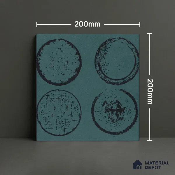 Subway Moroccan Wall & Floor Tile TL 05245 B Zahara El Circulo Green 8 x 8 inch Vitrified Matte Finish - 8 mm | 8 Random Faces | Suitable for Accent / Feature Walls, Bathroom, Kitchen Wall & Backsplashes | Please Expect a Slight Variation of Pattern (Sample)
