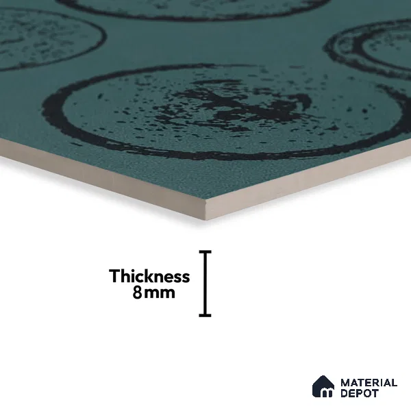 Subway Moroccan Wall & Floor Tile TL 05245 B Zahara El Circulo Green 8 x 8 inch Vitrified Matte Finish - 8 mm | 8 Random Faces | Suitable for Accent / Feature Walls, Bathroom, Kitchen Wall & Backsplashes | Please Expect a Slight Variation of Pattern (Sample)