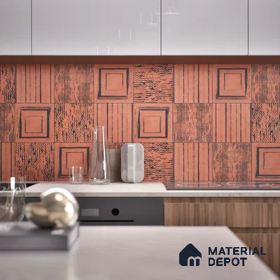 Subway Moroccan Wall & Floor Tile TL 05245 C Zahara Linea Red 8 x 8 inch Vitrified Matte Finish - 8 mm | 8 Random Faces | Suitable for Accent / Feature Walls, Bathroom, Kitchen Wall & Backsplashes | Please Expect a Slight Variation of Pattern