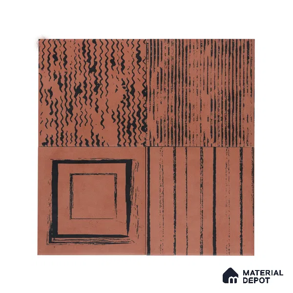 Subway Moroccan Wall & Floor Tile TL 05245 C Zahara Linea Red 8 x 8 inch Vitrified Matte Finish - 8 mm | 8 Random Faces | Suitable for Accent / Feature Walls, Bathroom, Kitchen Wall & Backsplashes | Please Expect a Slight Variation of Pattern
