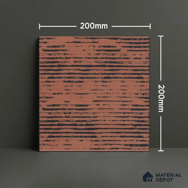 Subway Moroccan Wall & Floor Tile TL 05245 C Zahara Linea Red 8 x 8 inch Vitrified Matte Finish - 8 mm | 8 Random Faces | Suitable for Accent / Feature Walls, Bathroom, Kitchen Wall & Backsplashes | Please Expect a Slight Variation of Pattern