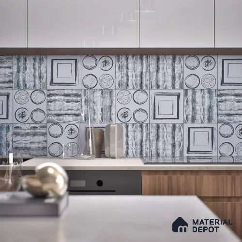 Subway Moroccan Wall & Floor Tile TL 05245 D Zahara Linea White 8 x 8 inch Vitrified Matte Finish - 8 mm | 8 Random Faces | Suitable for Accent / Feature Walls, Bathroom, Kitchen Wall & Backsplashes | Please Expect a Slight Variation of Pattern