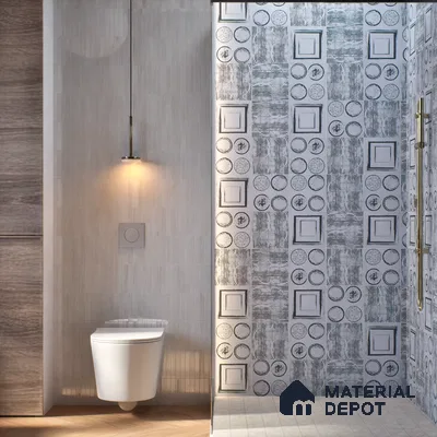 Subway Moroccan Wall & Floor Tile TL 05245 D Zahara Linea White 8 x 8 inch Vitrified Matte Finish - 8 mm | 8 Random Faces | Suitable for Accent / Feature Walls, Bathroom, Kitchen Wall & Backsplashes | Please Expect a Slight Variation of Pattern (Sample)