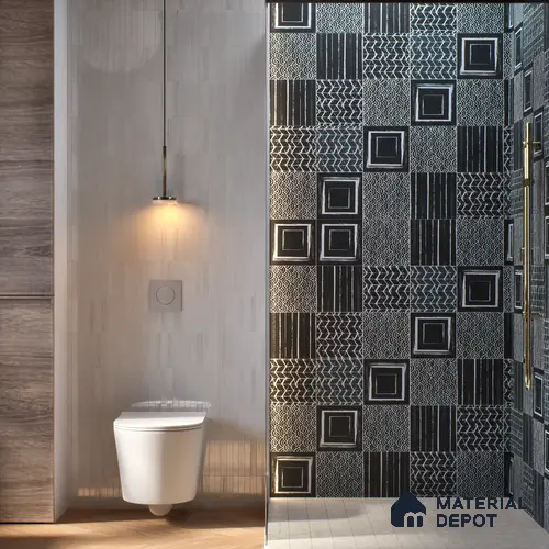 Subway Moroccan Wall & Floor Tile TL 05245 E Zahara Zigs Black 8 x 8 inch Vitrified Matte Finish - 8 mm | 8 Random Faces | Suitable for Accent / Feature Walls, Bathroom, Kitchen Wall & Backsplashes | Please Expect a Slight Variation of Pattern