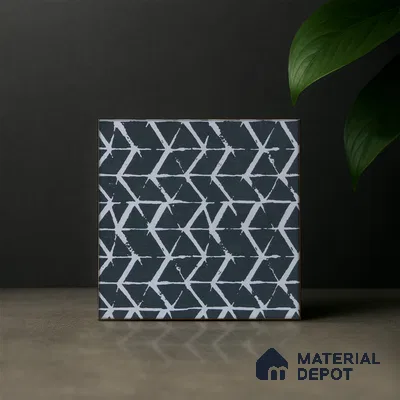 Subway Moroccan Wall & Floor Tile TL 05245 E Zahara Zigs Black 8 x 8 inch Vitrified Matte Finish - 8 mm | 8 Random Faces | Suitable for Accent / Feature Walls, Bathroom, Kitchen Wall & Backsplashes | Please Expect a Slight Variation of Pattern (Sample)