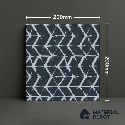 Subway Moroccan Wall & Floor Tile TL 05245 E Zahara Zigs Black 8 x 8 inch Vitrified Matte Finish - 8 mm | 8 Random Faces | Suitable for Accent / Feature Walls, Bathroom, Kitchen Wall & Backsplashes | Please Expect a Slight Variation of Pattern (Sample)