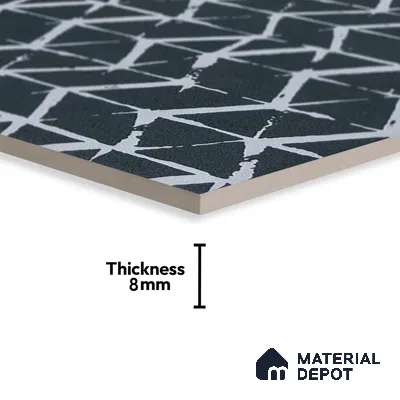 Subway Moroccan Wall & Floor Tile TL 05245 E Zahara Zigs Black 8 x 8 inch Vitrified Matte Finish - 8 mm | 8 Random Faces | Suitable for Accent / Feature Walls, Bathroom, Kitchen Wall & Backsplashes | Please Expect a Slight Variation of Pattern (Sample)