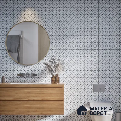 Subway Moroccan Wall & Floor Tile TL 05256 Zen Ring Squint White 8 x 8 inch Vitrified Matte Finish - 8 mm | Suitable for Accent / Feature Walls, Bathroom, Kitchen Wall & Backsplashes | Please Expect a Slight Variation of Pattern