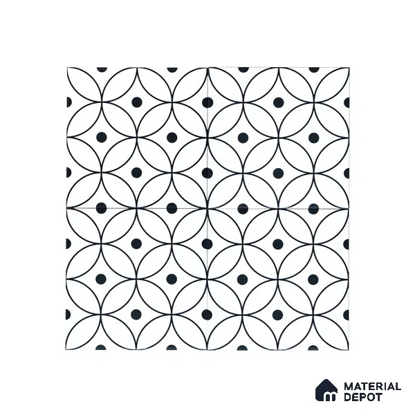 Subway Moroccan Wall & Floor Tile TL 05256 Zen Ring Squint White 8 x 8 inch Vitrified Matte Finish - 8 mm | Suitable for Accent / Feature Walls, Bathroom, Kitchen Wall & Backsplashes | Please Expect a Slight Variation of Pattern